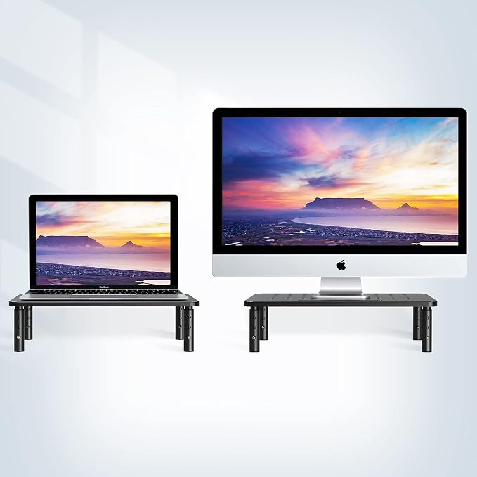 Zimilar 2 Pack Monitor Stand Riser+2 Pack Monitor Stand Riser with Metal Drawer and Phone Holder - Image 4