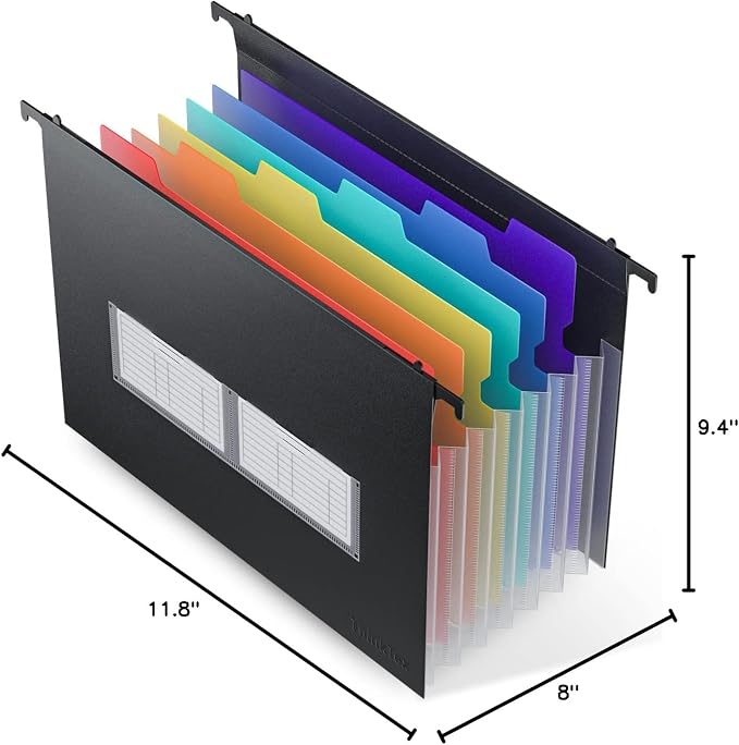 ThinkTex Plastic Expanding Hanging File Folders, 7 * 1.2" Accordion Pockets | Large Capacity, Multi-Color Tabs, Letter Size for File Cabinet - 1-Pack - Image 8