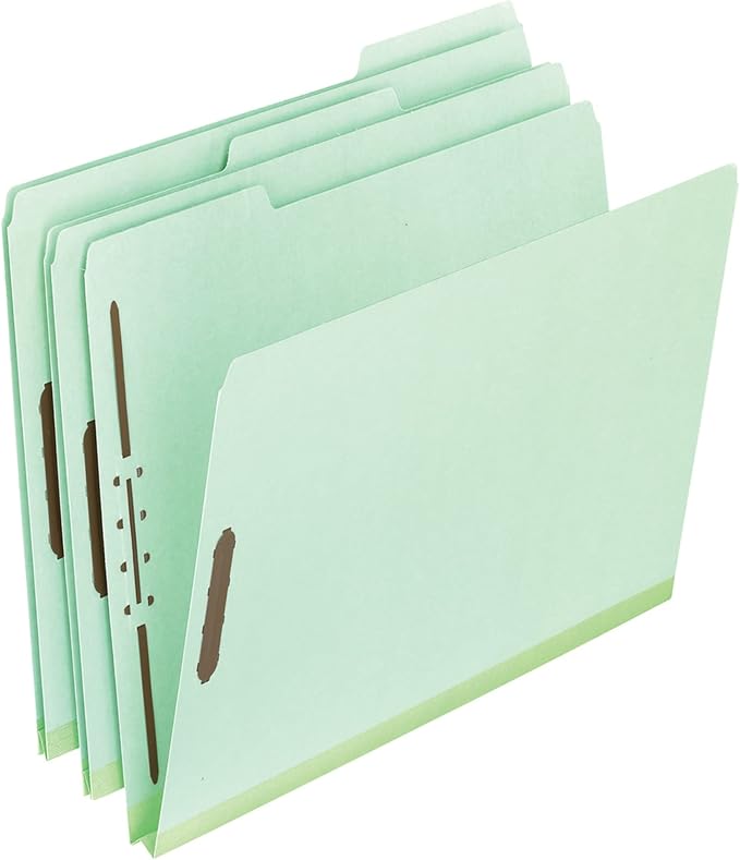 Pendaflex 17186 Pressboard Folders, 2 Fasteners, 2" Expansion, 1/3 Tab, Legal, Green (Box of 25) by TOPSProducts