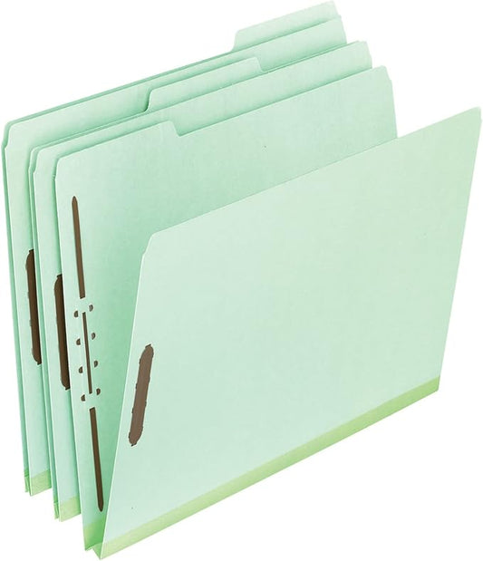 Pendaflex 17186 Pressboard Folders, 2 Fasteners, 2" Expansion, 1/3 Tab, Legal, Green (Box of 25) by TOPSProducts