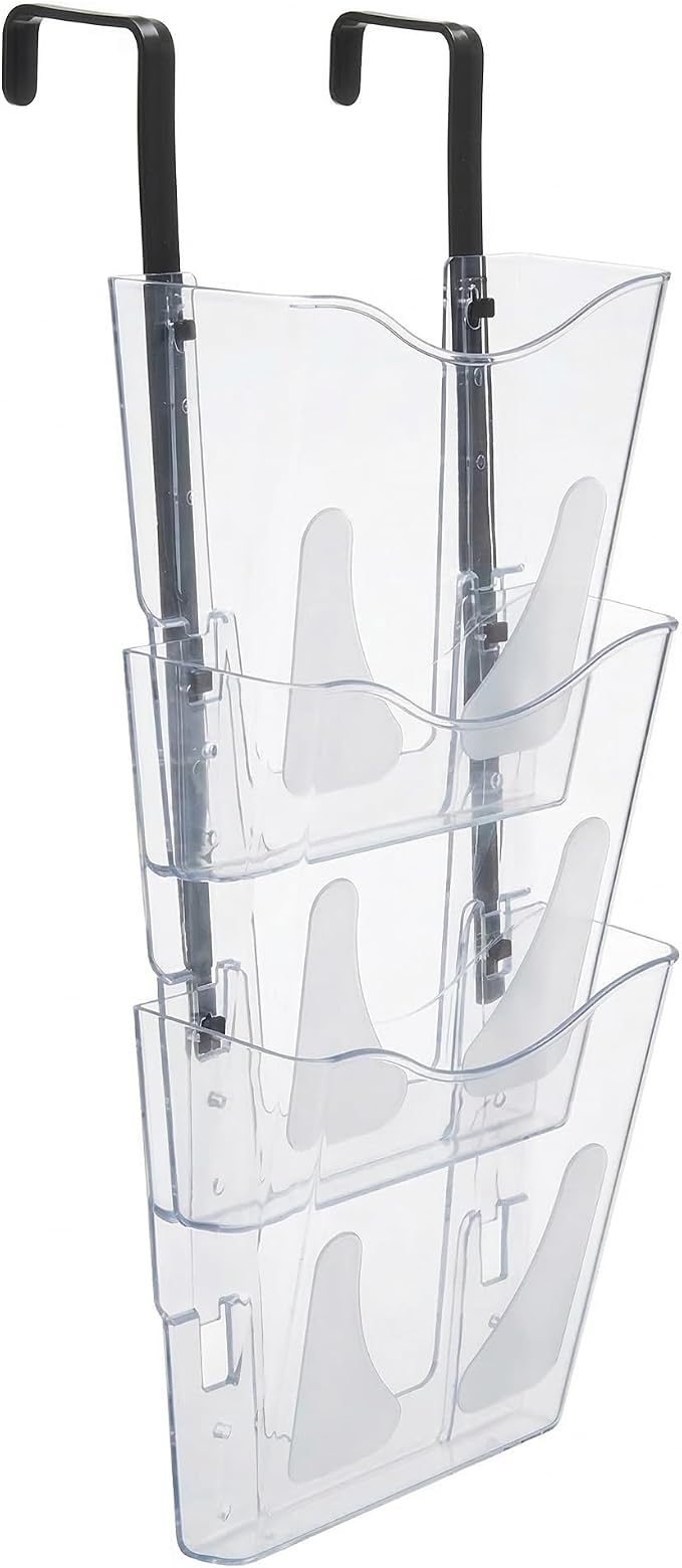 Deflecto 3 Tier A4 Wall Mounted Magazine File Holder - Perfect for Folders, Files, Mails & Brochure - For Home & Office with Hanging Bracket Included by Deflecto