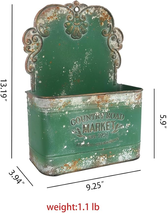 Metal Hanging Storage Baskets Wall Baskets for Mail, Files,Flowers, Books & Accessories, Wall-Mounted Organizer for Entryway, Kitchen, Office, Outdoor Indoor for Farmhouse Decor(Green) - Image 2