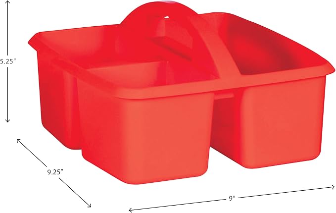 Teacher Created Resources Red Portable Plastic Storage Caddy 6-Pack for Classrooms, Kids Room, and Office Organization, 3 Compartment - Image 3