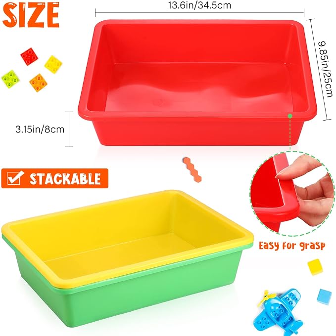 36 Pcs Flat Storage Organizer Bins Letter Size Paper Tray Classroom Storage Plastic Art Trays Classroom Pencil Organizer Baskets for School Office Teacher Book Organization(Colorful) - Image 3