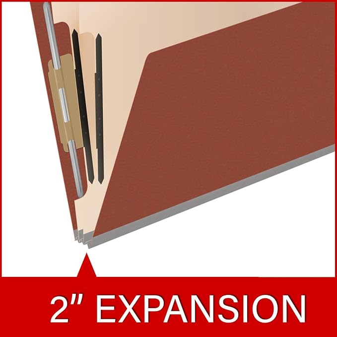 25 Pt. Pressboard Classification Folders, Full Cut End Tab, Letter Size, 2 Dividers, Brick Red (Box of 10) - Image 7