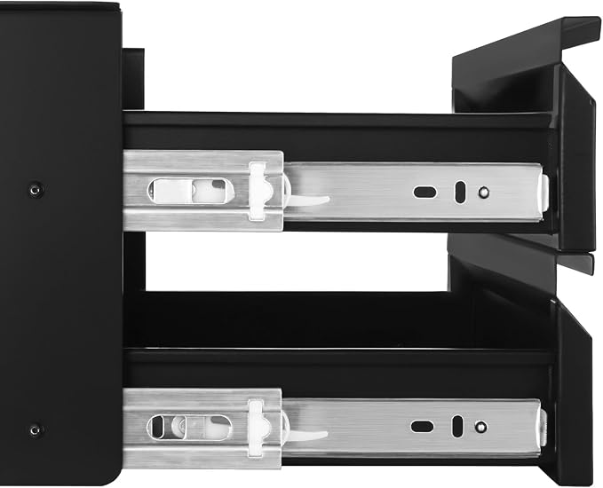 VEVOR Under Desk 2 Layer Slide Out Drawer, 16 inch Under Desk Pull-out Drawer for Home Office Sit Stand Workstation, Black - Image 9
