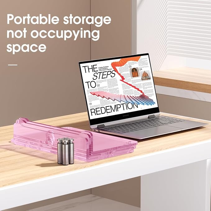 Pink Acrylic Dual Monitor Stand Riser，Adjustable Length Angle for 2Monitors | Double Computer Monitor Riser for Desk with Anti Slip Pad，Desktop organizer Stand for Laptop,PC,Printer,TV，Desk Accessories - Image 7