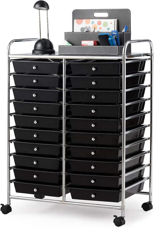 Giantex 20 Drawer Rolling Storage Cart Tools Scrapbook Paper Office School Organizer (25 x 15 x 35 Inch, Black) by Giantex
