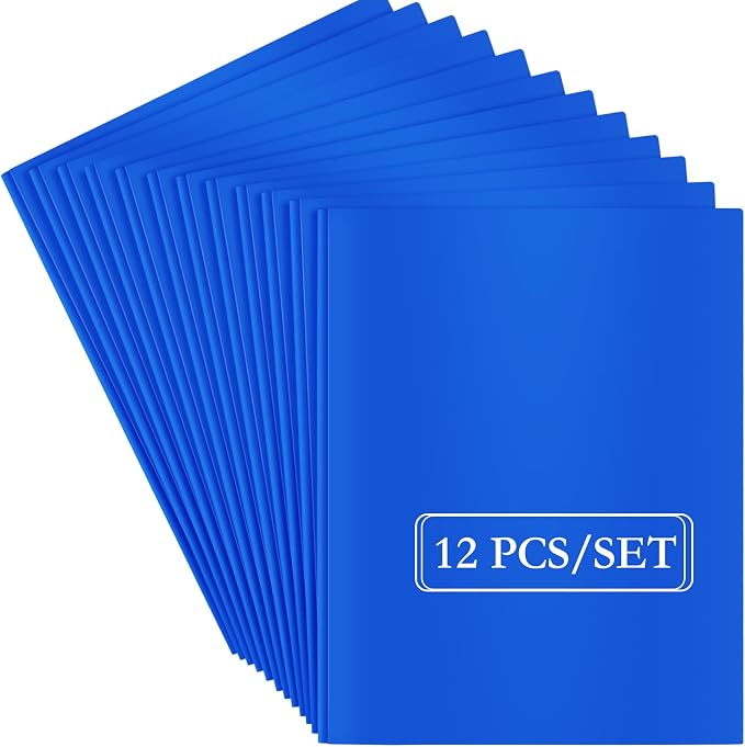 ViVin 12 Pack Plastic Folders with Pockets and Prongs, Heavy Duty 2 Pocket Folders with 3-Prong Fasteners, Poly File Holds 8-1/2" x 11" Paper for School Office Home (Blue) - Image 7