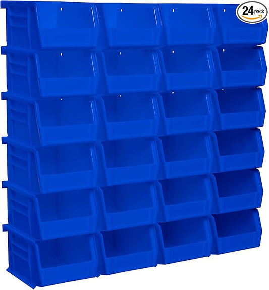 Akro-Mils 30210 AkroBins Plastic Storage Bins, 5"x4"x3", Blue, 24-Pack | Space-Saving Stackable Bins for Garage, Pantry, Craft Organization by Akro-Mils