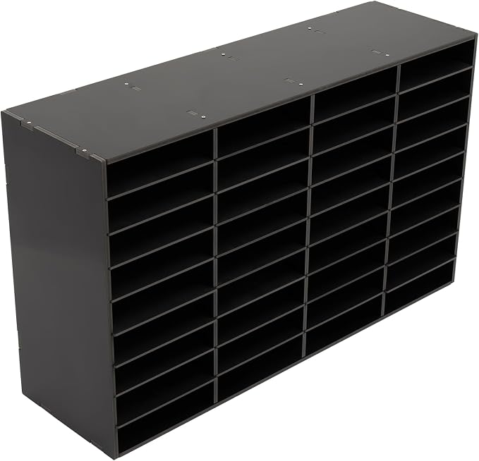 36 Slots Literature Organizer, Mail File Sorter for Classroom/Office/Home | PVC File Storage Desktop Paper Cabinet with Adjustable Compartments, Multi-Purpose Mail Center (Black-36 Compartments) - Image 8