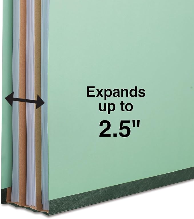 Staples Pressboard Classification Folder, Legal Size, 2/5‑Cut Top Tab, 2 Dividers, Green, Durable Construction, 20/Box - Image 6