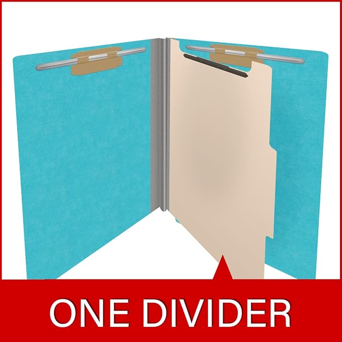 Ecom Folders Heavy Duty Top Tab Classification Folders | Letter Size 18 Pt Stock with 1 Divider | 2/5 Cut Right Position Tab for Medical, Legal and Office Documents | Light Blue, Box of 10 - Image 8