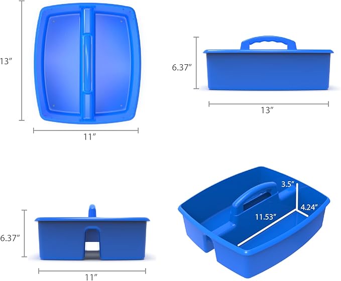 Storex Classroom Craft Caddy, 3 Compartment Plastic Organizer with Carry Handle, Assorted Colors, Color Assortment WILL Vary, 9.25 x 5.25 x 9.25 Inch, Case of Six 5-Packs (00941A06C) - Image 8
