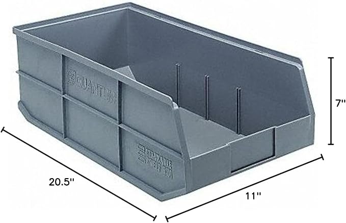 Quantum Storage SSB485 Stackable Shelf Bins Part Organizer - 20-1/2" x 11" x 7" - 6 Pack - Image 2