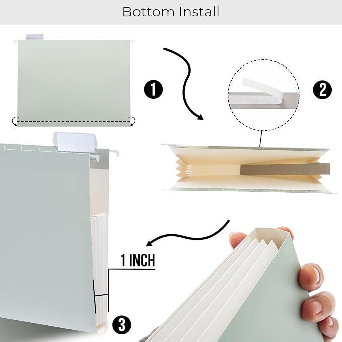 Y YOMA Letter Size - 6 Pack Extra Capacity Hanging File Folders Accordion Decorative Reinforced File Folder Cute Colored Expandable Folder for Office Home with 1/5-Cut Adjustable Tabs, Morandi Color - Image 2