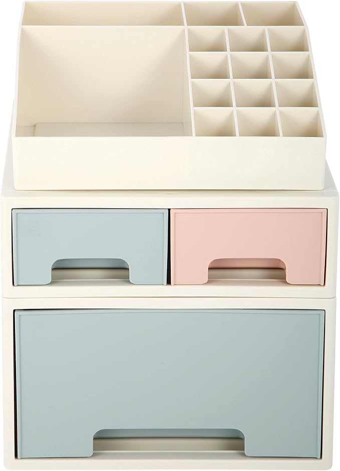 Makeup Organizer Box, Multifunctional Desk Storage Box Set, Pen/Pencil, Remote Control, Office Supplies, Business Card Holder, Free Combination, [TAF-07] w/ 3 Drawers + 16 Slots by ROSELIFE