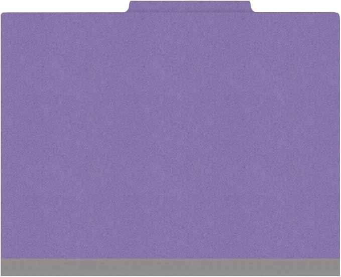 Heavy Duty End Tab Color Folders, 2/5 Cut ROC Top Tab, Letter Size, 1 Divider, Purple (Box of 10) - Image 3