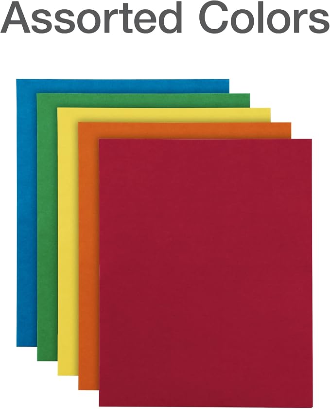 Oxford 2 Pocket Folders, Mega Box of 125, Textured Paper Folders, Assorted Colors (Light Blue, Green, Yellow, Orange, and Red), Letter Size (57541)" - Image 6