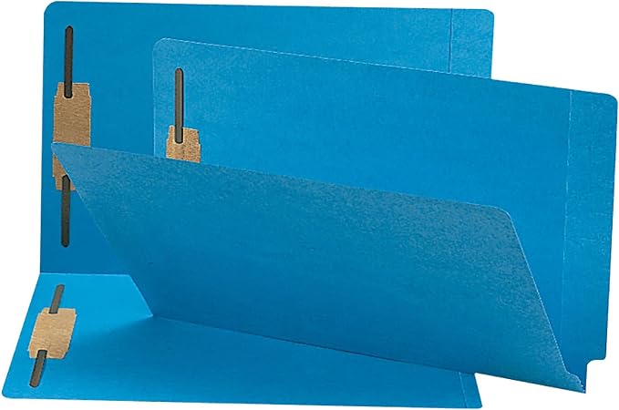 Smead End Tab Fastener File Folder, Shelf-Master® Reinforced Straight-Cut Tab, 2 Fasteners, Legal Size, Blue, 50 per Box (28040) - Image 3