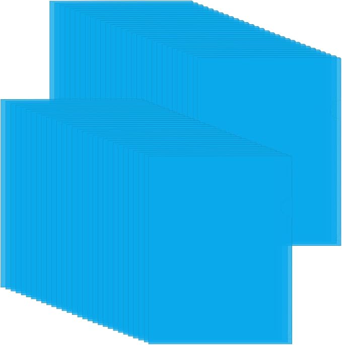 Fainne 100 Pcs Plastic Document Folders Clear File Folders Plastic Pockets Sleeves Letter Size 8.7 x 12.2 Inches A4 Assorted Colors for Office Supplies (Blue) by Fainne