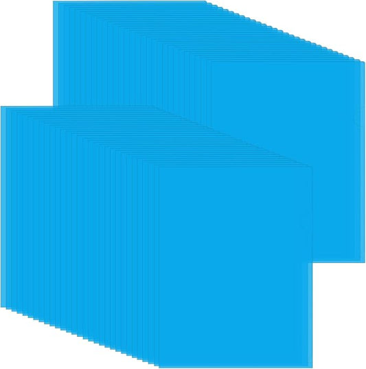 Fainne 100 Pcs Plastic Document Folders Clear File Folders Plastic Pockets Sleeves Letter Size 8.7 x 12.2 Inches A4 Assorted Colors for Office Supplies (Blue) by Fainne