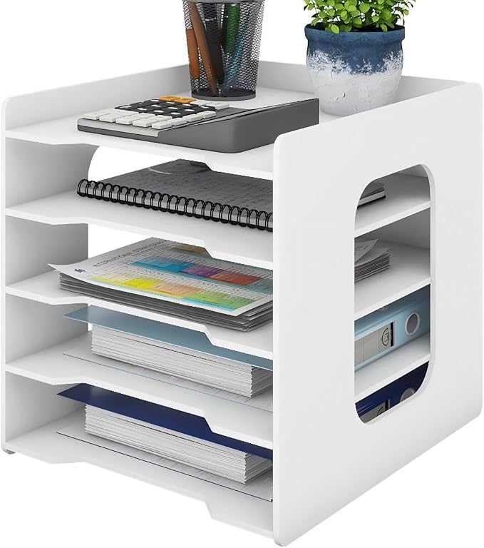 Natwind 5-Tier Office File Organizer For Desk,Paper Sorter,White | Desktop Storage For Office Supplies,Document Storage Rack,Letter Tray For Home,Office,Classroom Document Holder by Natwind