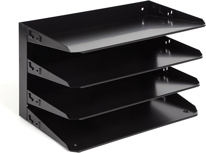 Huron Desktop Horizontal 4-Slot Legal File Binder Organizer Storage Letter Tray, Black Commercial Grade Steel - Image 5