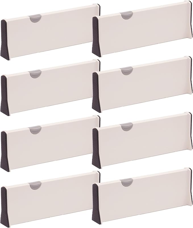 TENABORT Set of 8 Adjustable Drawer Dividers Organizer Separators Plastic Dresser Organizer for Bedroom, Bathroom, Closet, Office Desk, Kitchen Storage - Image 7