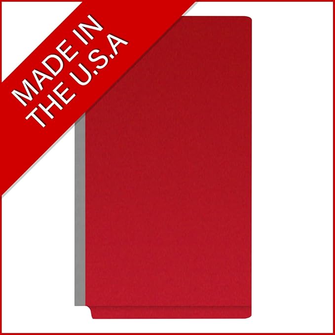 Ecom Folders End Tab Pressboard Classification Folders | Legal Size 25 Pt Stock with 2 Dividers and 2" Tyvek Expansion | Medical, Legal & Office Records Organizer | Deep Red, Box of 10 - Image 5
