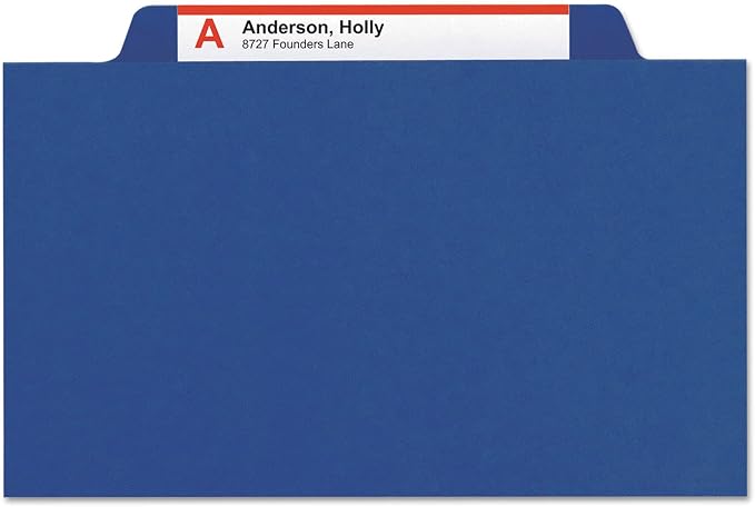 Smead Pressboard Classification File Folder with SafeSHIELD Fasteners, 2 Dividers, 2" Expansion, Letter Size, Dark Blue, 10 per Box (14032) - Image 3