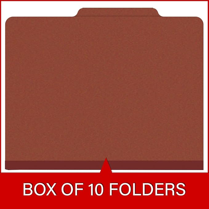 25 Pt. Pressboard Classification Folders, 2/5 Cut ROC Top Tab, Letter Size, No Dividers, Brick Red (Box of 25) - Image 6