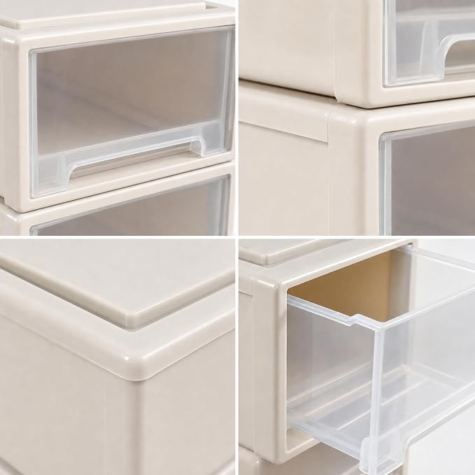 Jekiyo 12 Quart Plastic Stackable Desktop Organizer Drawer Box Pack of 3 - Image 4