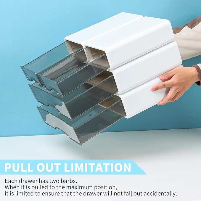 White Desktop Drawer Organizer Unit for Office Paper and Supplies | White, 1 Large & 2 Small Drawers for Stationery Paper Clip Binder Pencil, Stackable Multi Storage Drawers, Tabletop Craft Box - Image 4