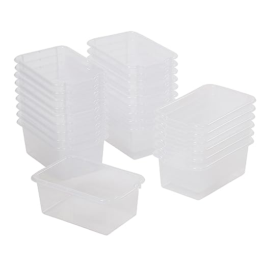 ECR4Kids Scoop Front Storage Bins, Multipurpose Organization, Clear, 25-Piece by ECR4Kids