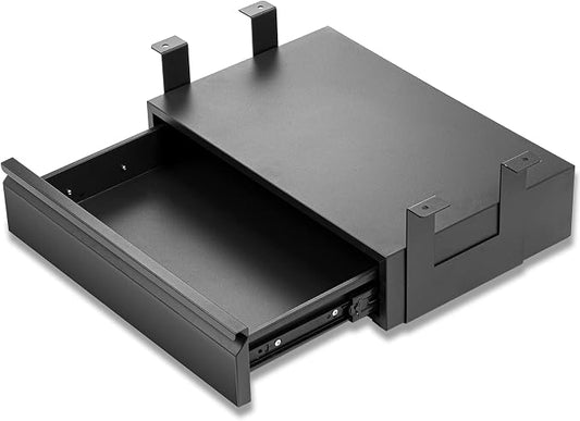 Under Desk Drawer 18”, Under Workbench Tool Storage Hanging Drawers | Black Tall, Under Counter Shelf Pencil Drawer, Slide Pull Out Shop Drawer Base, Under Desk Lip with Crossbar Storage Drawer by OSteedWares