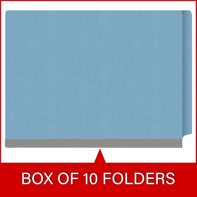 Ecom Folders Heavy Duty Top Tab Classification Folders | Letter Size 18 Pt Stock with 1 Divider | 2/5 Cut Right Position Tab for Medical, Legal and Office Documents | Blue, Box of 10 - Image 6