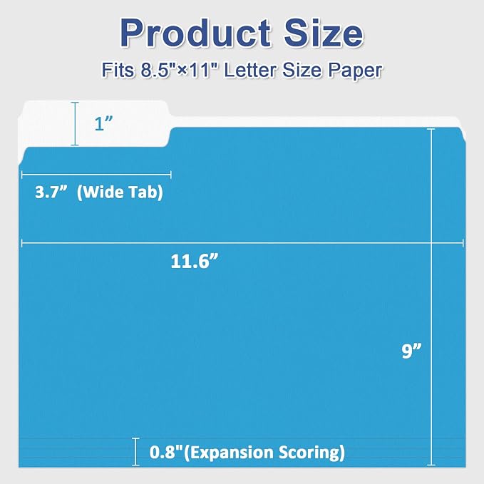 File Folder, PANDRI 220 Pack Colored File Folder, 1/3 Cut Tabs, Letter Size, Assorted 6 Colors Filing Folder for Office School Business - Image 2