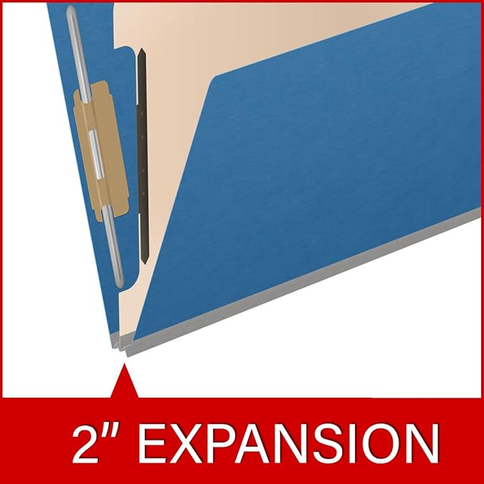 25 Pt. Pressboard Classification Folders, Full Cut End Tab, Letter Size, 1 Divider, Royal Blue (Box of 10) - Image 7