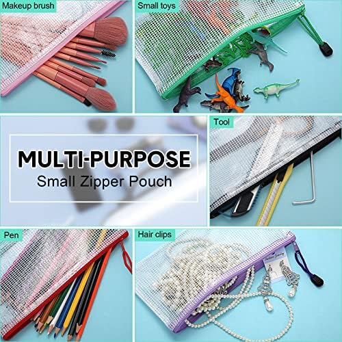 Mimorou 100 Pcs Mesh Pencil Pouch Bulk, Clear Organizer Bags,Fresh Color - Image 4