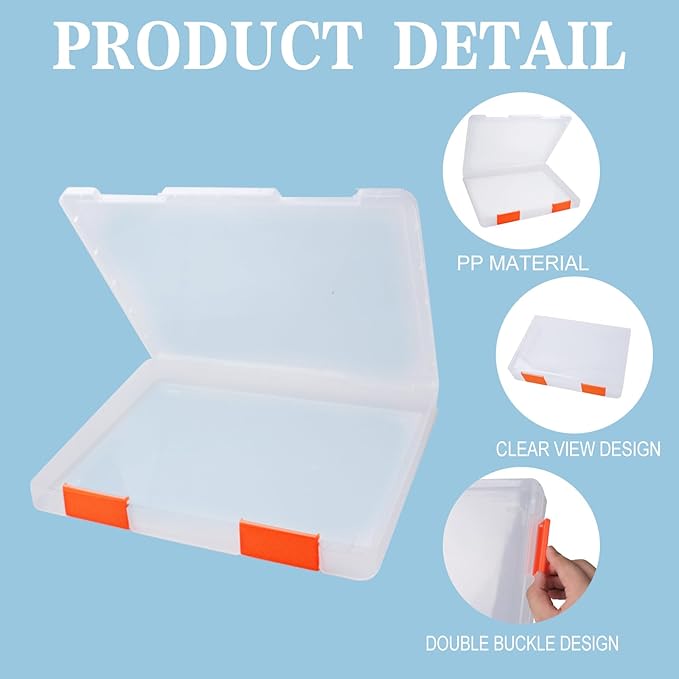 12 Pcs Clear A4 A5 File Box Document Plastic Storage Box with 48 Labels File Holder Organizer Paper Plastic Case Magazine Protector with Buckle Office School Supplies - Image 3