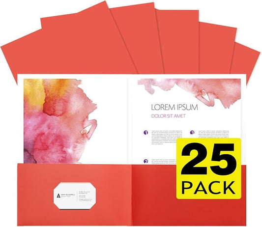 pmybupo Paper Folders with Two-Pockets,Fit Letter Size,25pcs Red by pmybupo
