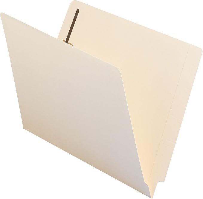 Smead End Tab Fastener File Folder with Shelf-Master Reinforced Straight-Cut Tab, 2 Fasteners, Letter Size, Manila, 50 per Box (34115) by SMEAD