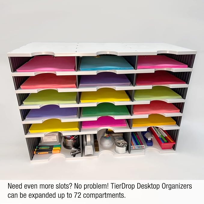 Ultimate Office TierDrop Desktop Organizer 6 Compartment ADD-ON for 3-Wide | ADD-ON Module to Expand the Capacity of your TierDrop Literature Organizer; for any 3-wide TierDrop unit; no-tool assembly - Image 4