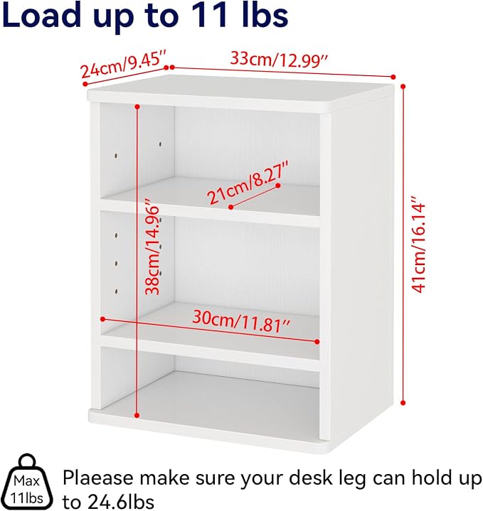 IBUYKE Under Desk Storage Cabinet Clamp on Desk Legs Shelf UTMZ012W | Adjustable Shelf, for Standing Desks Shelf, for Office,Elevating Your Workspace - Image 2