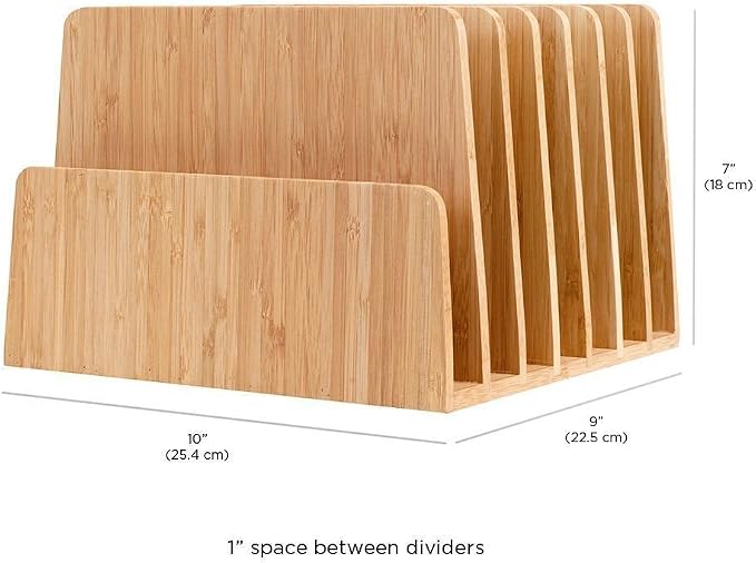 MobileVision Bamboo Desktop File Folder Organizer and Paper Tray, 7 Slots - Image 2