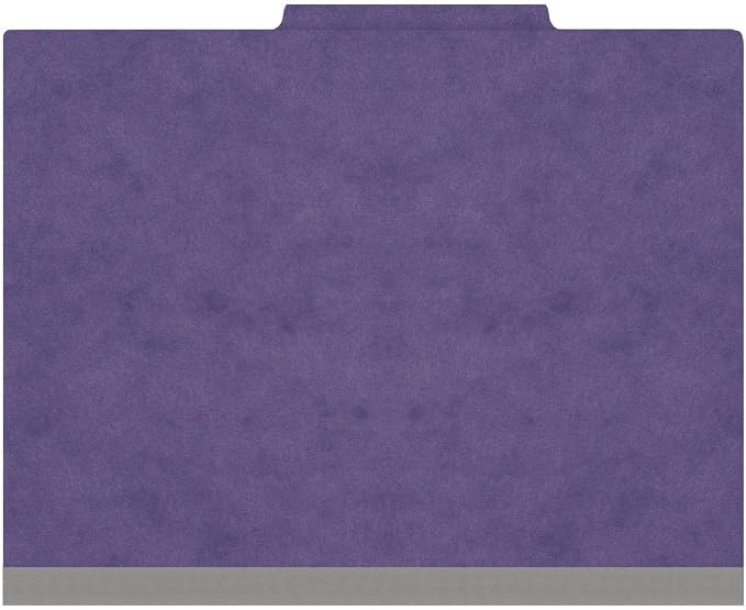 25 Pt. Pressboard Classification Folders, 2/5 Cut ROC Top Tab, Letter Size, 1 Pocket Divider, Purple (Box of 10) - Image 2