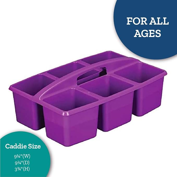 Really Good Stuff Six-Equal-Compartment Caddies, 6-Pack | Classroom Table Caddies, Assorted Colors Portable Plastic Storage Classroom Caddy f - Image 5