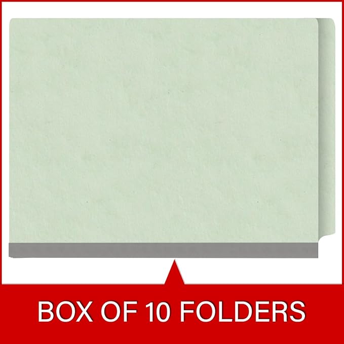 25 Pt. Pressboard Classification Folders, Full Cut End Tab, Letter Size, 2 Dividers, Pale Green (Box of 10) - Image 6