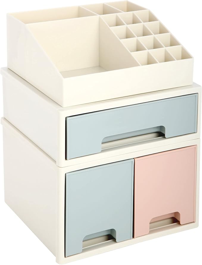 Stationery Organizer Box, Multifunctional Desktop Storage Box Set, Pen/Pencil, Remote Control, Office Supplies, Business Card Holder, Free Combination, [TBD-08] w/ 3 Drawers + 16 Slots - Image 8